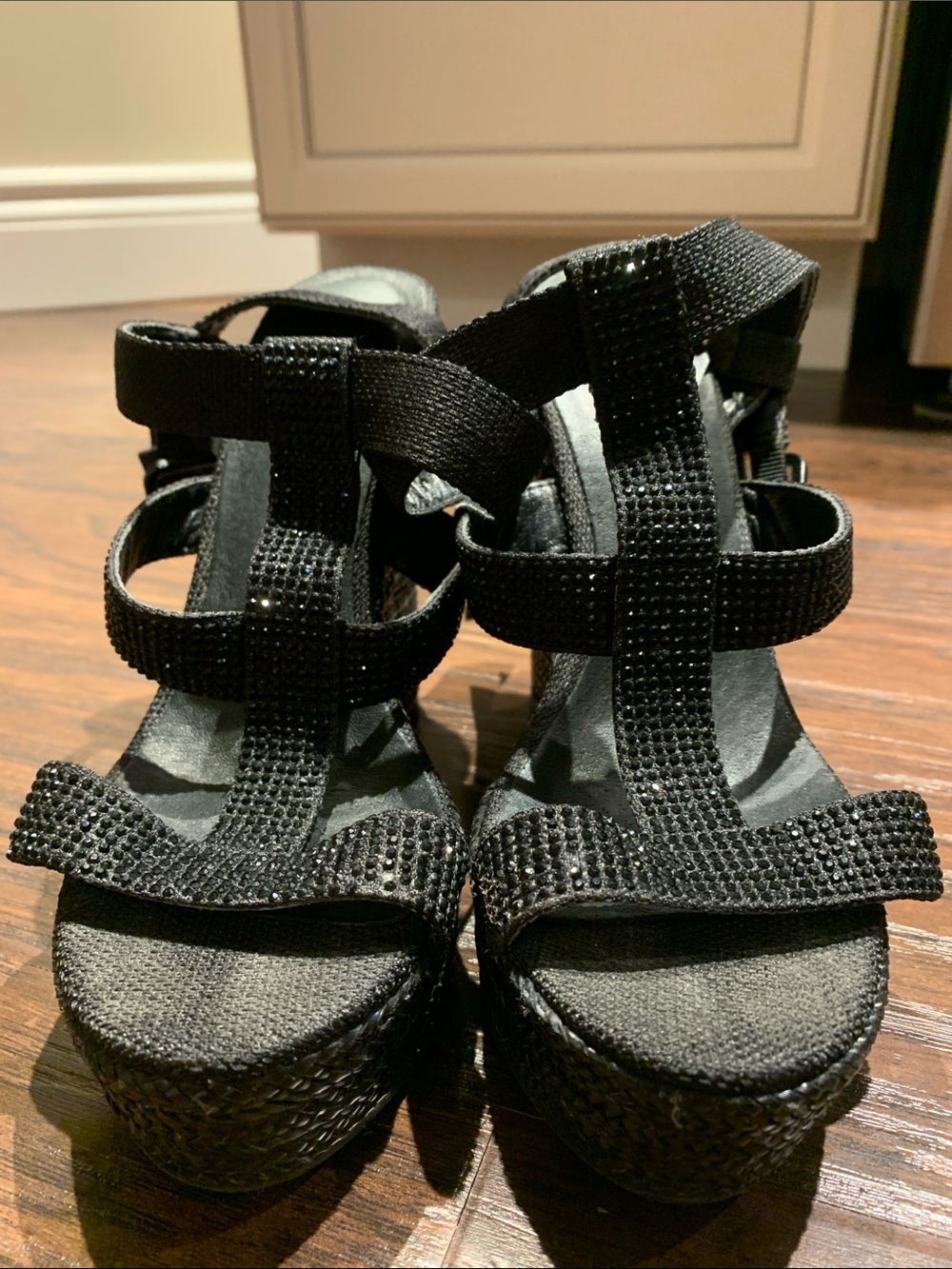 Aldo black Embellished Strappy Platform Sandals - Women